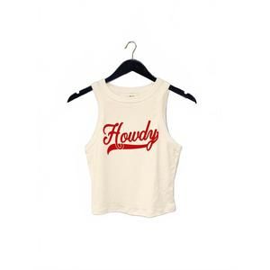 NEW THE CLANDESTINE UNDERGROUND women's howdy western cowgirl cropped tank in wh